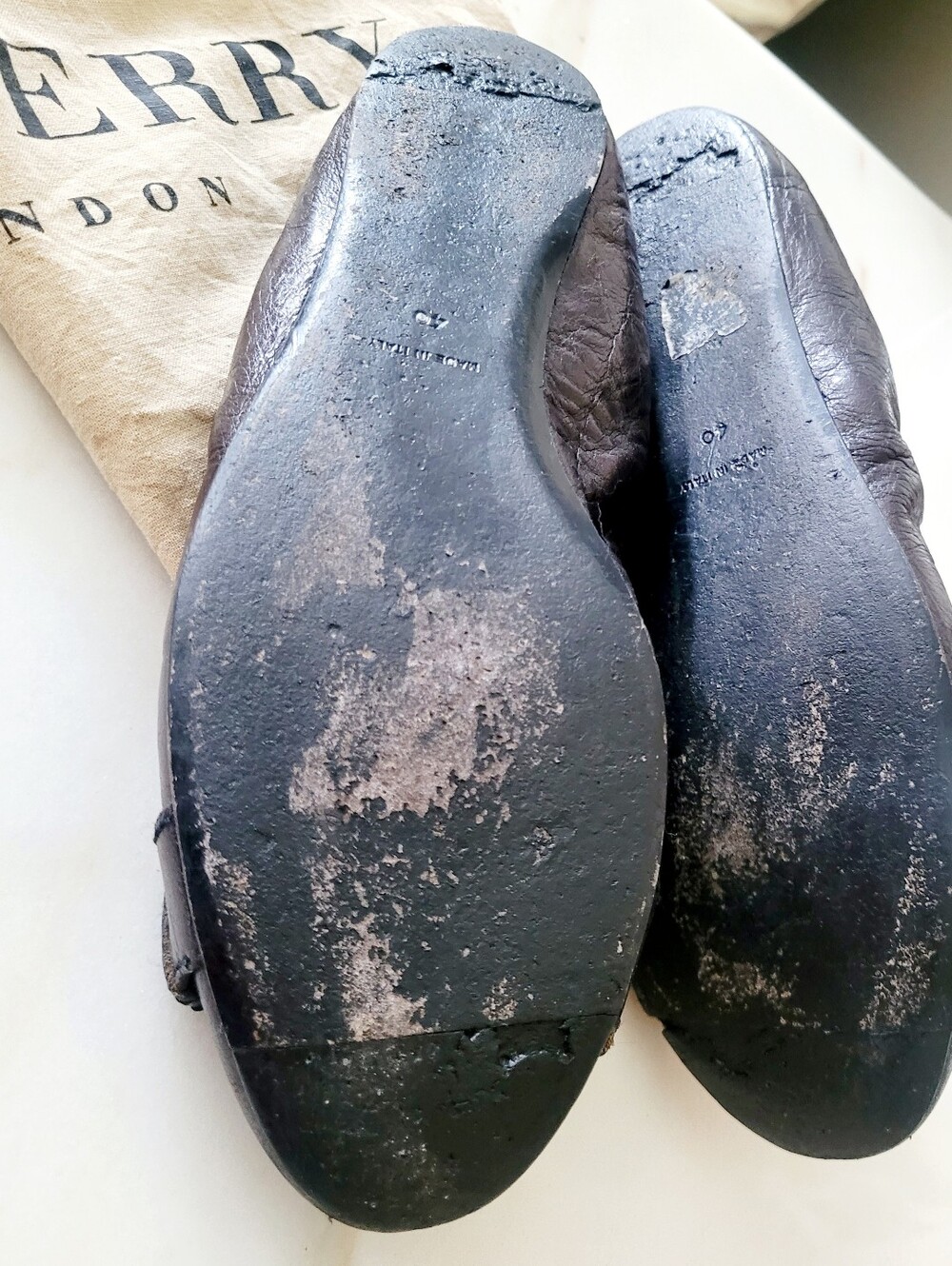 Burberry Lamb Leather Ballet Flats with Gold Logo Medallion Brown US 9 - Picture 8 of 16